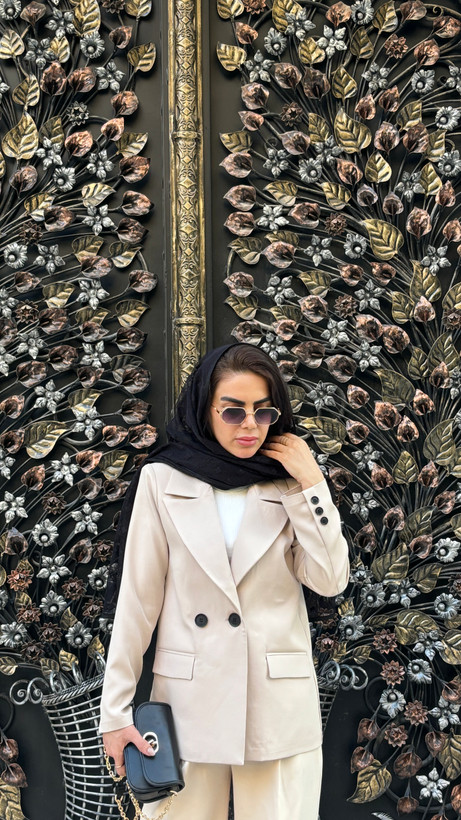 کت وشلوار زنانه مازراتی استخونی با کیفیت فری سایز از ۳۶ تا ۵۰
